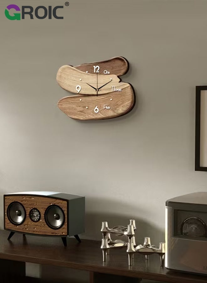 GROIC Wooden Wall Clock, Clock Silent Non Ticking Farmhouse Small Wall Clocks for Living Room Kitchen Bathroom Bedroom Decor, Antique, Vintage, Country Farmhouse Style, 30x25cm Minimalist Silent Quartz Clock - Image 3